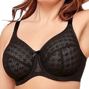 - Glamorise 48D Black Lace Comfort WonderWire Bra! NEW!